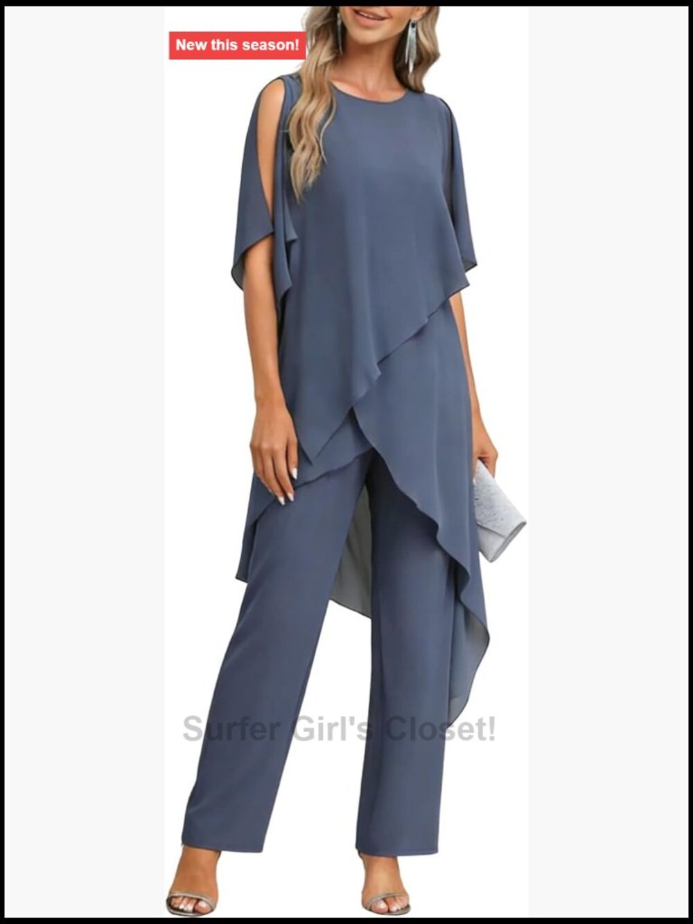 Women's 2 Piece Chiffon Pant Suit Set Mother of the Bride Outfit